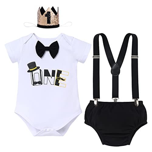 Baby Boy 1st Birthday Cake Smash Outfit 4pcs Set