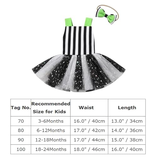 Baby Girls Black and White Striped Tutu Dress Halloween Costume with Headband