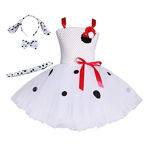 Dalmatian Dog Milk Cow Costume Tutu Dress with Headband for Baby Girls
