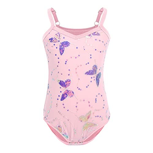 IMEKIS Shiny Butterfly Ballet Leotard with Tutu for Toddler Girls 3-10T