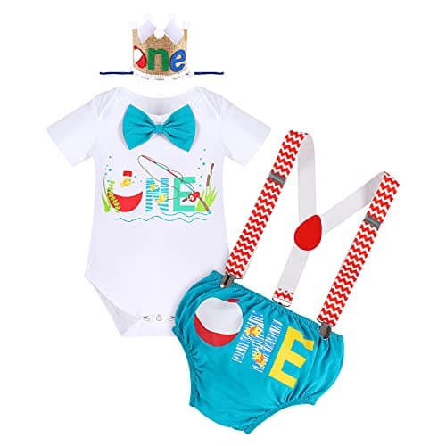 Birthday Outfit Set for Baby Boys: Romper, Shorts, Suspenders, Hat