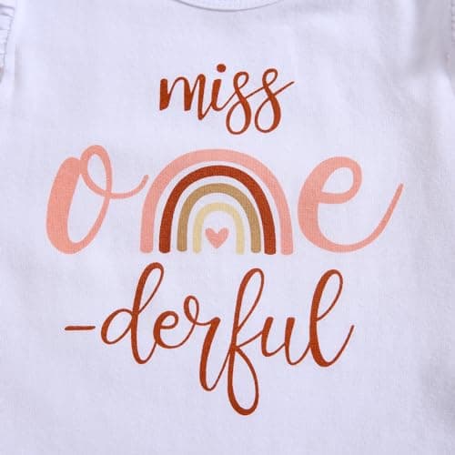 Onederful Baby Girl 1st Birthday Bell Bottom Romper Set Summer Clothes