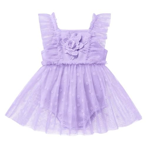 Newborn Baby Girl 1st Birthday Outfit Floral Romper Dress Tulle Cake Smash Photo Shoot