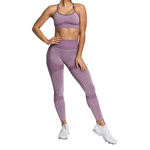 Hotexy Women's High Waisted Yoga Leggings & Stretch Sports Bra Set