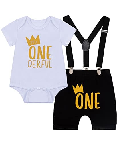 Funny Bowtie One Year Old Boys Romper Bodysuit Set