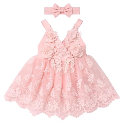 Butterfly Lace Romper Dress for Newborn Baby Girl's 1st Birthday