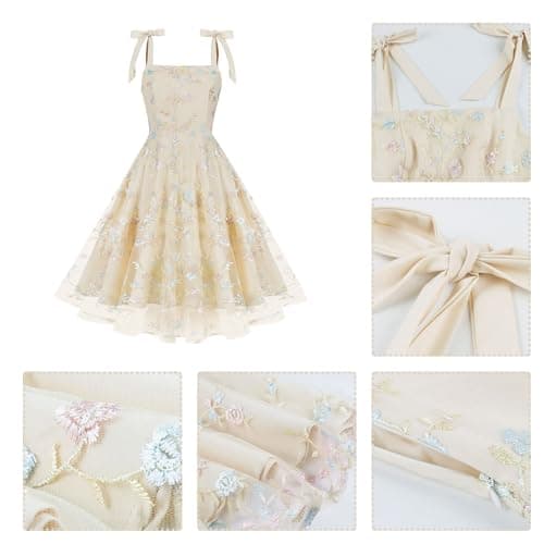 Square Neck Tulle Prom Dress Floral Cocktail Dress for Women