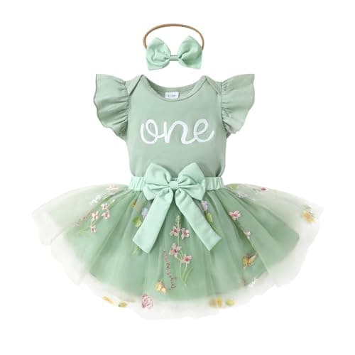 YOUNGER TREE 1st Birthday Outfits & Tutu Skirt for Baby Girls