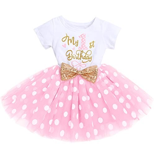 IMEKIS Baby Girls Polka Dots Tulle Tutu Dress for 1st 2nd Birthday Party