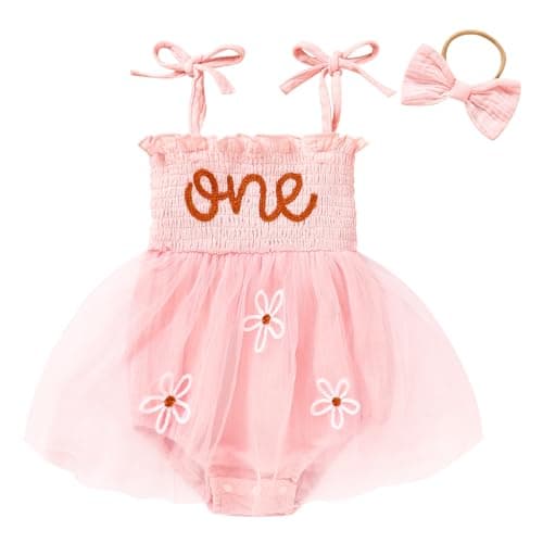 Baby Girl 1st Birthday Tulle Romper Cake Smash Outfits