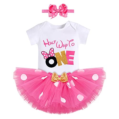 IMEKIS Baby Girls 1st Birthday Tutu Romper with Polka Dots & Mouse Ears Costume