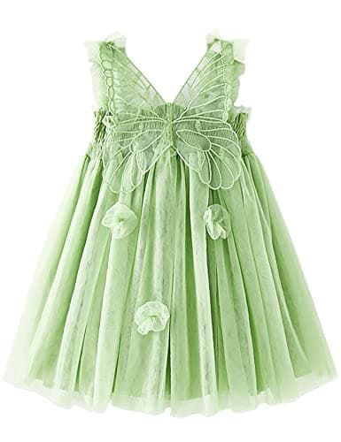 AGQT Baby Girls Butterfly Print Tulle Tutu Sundress 6M-6T