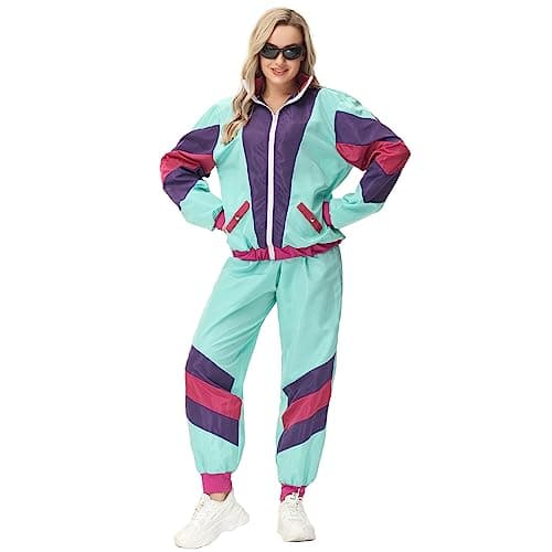 80s Retro Hip Hop Windbreaker Tracksuit for Women Men
