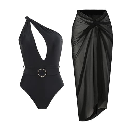 Women's One-Piece Swimsuit with Cover-up Sarong - Beach Outfit