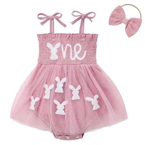 Durio Baby Girl 1st Birthday Tutu Romper with Headband Sleeveless