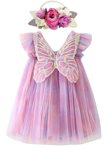 BGFKS Butterfly Wing Tutu Dress for Baby Girl,Toddler Princess with Headband