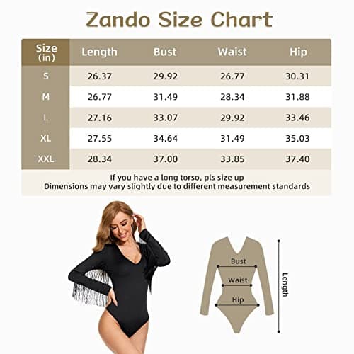 Fringe Trim Long Sleeve V-Neck Bodysuit for Women