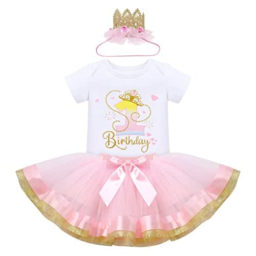 ODASDO Baby Girl 1st/2nd/3rd Birthday Party Cake Smash Tutu Set 3pcs