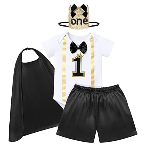 AWIBMK Baby Boys 1st Birthday Cake Smash Outfit 4PC Costume Set