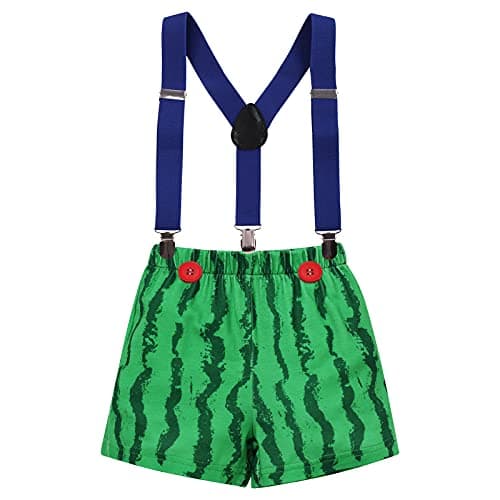 IMEKIS Baby Boys 1st & 2nd Birthday Cake Smash Outfit Romper Shorts Suspenders 1-2T