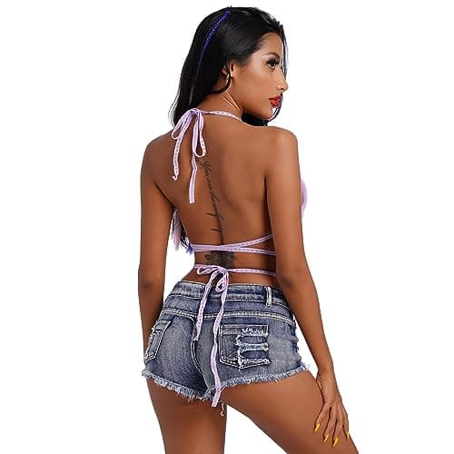 Fluffy Fur Triangle Bikini Crop Top - Women Rave Bra