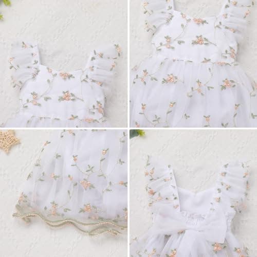 IMEKIS Baby Girls Floral Romper Dress for 1st Birthday & Wedding Tulle Tutu