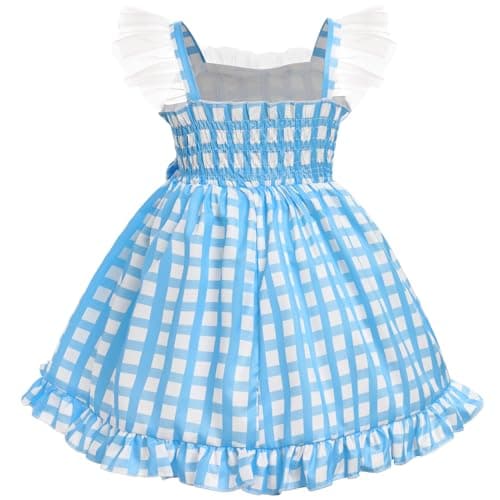 IMEKIS Toddler Girl Easter Blue Plaid Dress for Birthday Photoshoot 1-5T