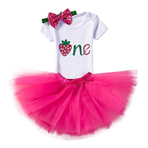 OwlFay Baby Girl 1st Birthday Crown Romper & Skirt + Bow Headband Party Dress Set
