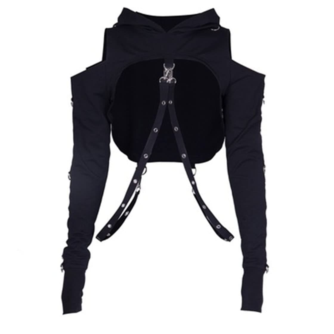 Gothic Punk Hoodies for Women in Crop Tops Style