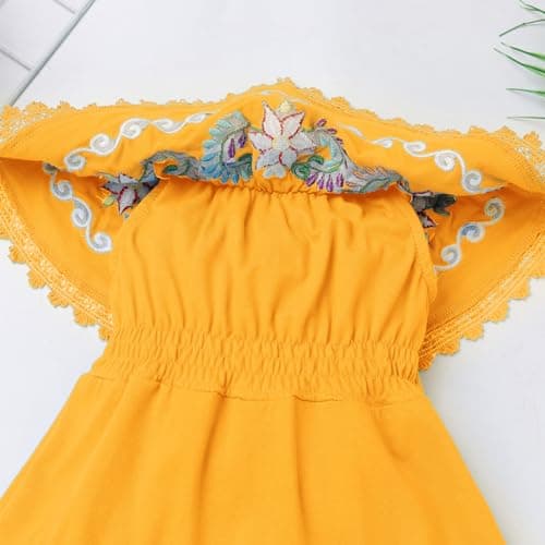 Traditional Mexican Embroidered Floral Dress for Toddler Girls