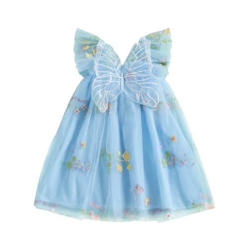 SHIBAOZI Baby Girls Flower Butterfly Embroidery Sleeveless Romper