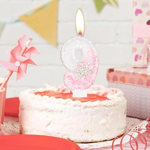 Hongplus Pink Snow Themed 1st Birthday Candles & Decorations