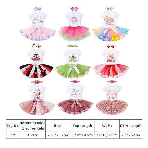 ODASDO Baby Girl's First Birthday Outfit with Flower Print Romper & Tutu Skirt Set