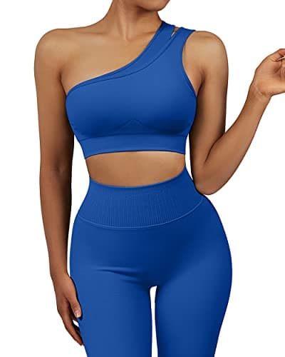 OMKAGI Women's Workout Set: One Shoulder Sports Bra & Lifting Leggings