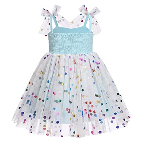 Toddler Girl Birthday Princess Dress with Shiny Confetti - Boho Rainbow Cake Smash Outfit (1-6T)