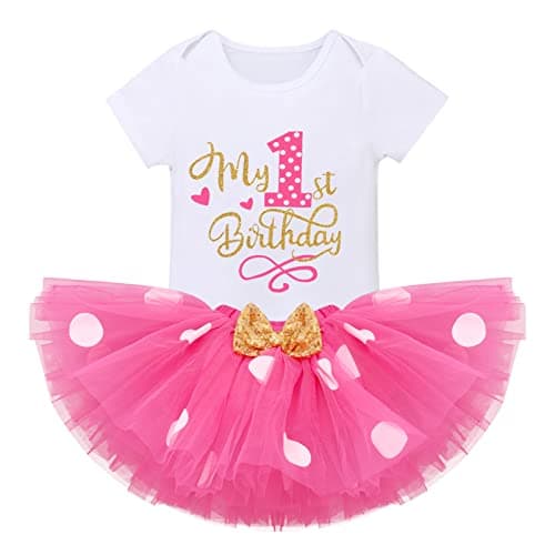 IMEKIS Baby Girls 1st Birthday Tutu Romper with Polka Dots & Mouse Ears Costume