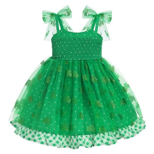 St Patricks Day Shiny Shamrock Dress for Toddler Girls