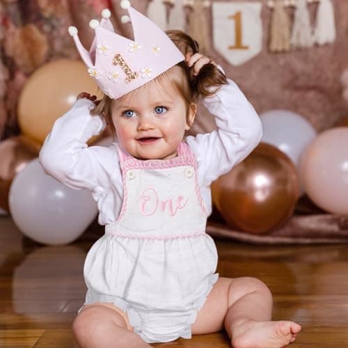 TITKKOP Baby Girl 1st Birthday Bubble Romper Sleeveless Bodysuit