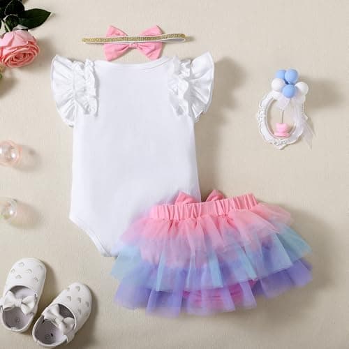 Mioglrie 1st Birthday Girl Outfit Romper Tutu Set 3-18 Months