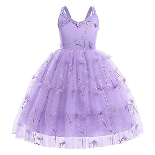 IDOPIP Backless Tulle Flower Girl Dress for Princess Birthday Weddings Bridesmaids