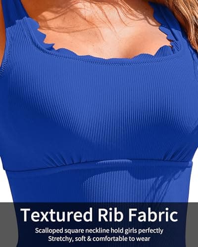 Charmo Retro Scalloped Ribbed One Piece Swim Suit