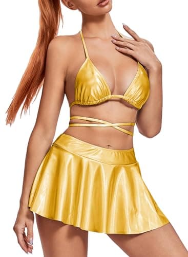 Ella Lust Rave Metallic Bikini & Holographic Skirt for Women