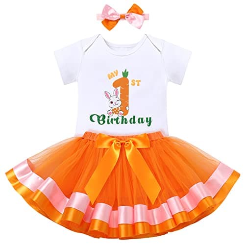 ODASDO Baby Girl Animal Theme 1st Birthday Cake Smash Outfit Set