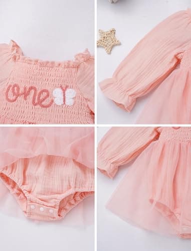 IMEKIS Baby Girl 1st Birthday Snowflake Romper & Headband Outfit