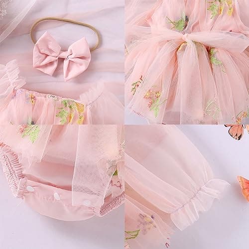 Newborn Baby Girls Butterfly Romper Princess Dress for 1st Birthday Photo Shoot