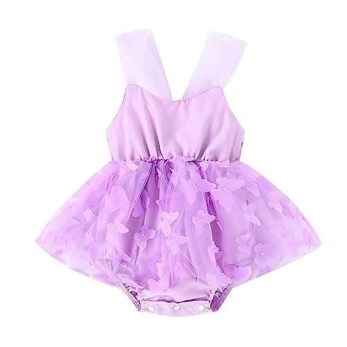 Newborn Baby Girl 1st Birthday Floral Lace Romper Dress for Cake Smash Photo Shoot
