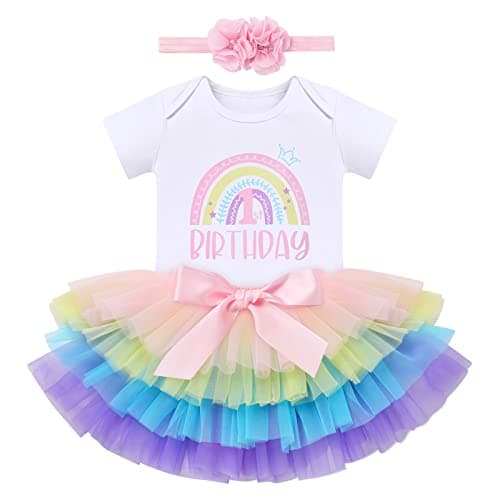 ODASDO Boho Rainbow Birthday Cake Smash Outfit Set