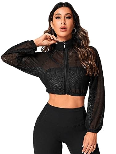 Mesh Sports Jacket Crop Top