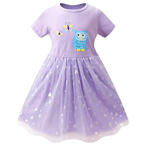 VASCHY Cute Ruffle Tulle Dress for Girls, Toddler to Big Kid Size 2-10T