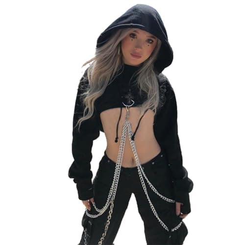 Gothic Punk Hoodies for Women in Crop Tops Style